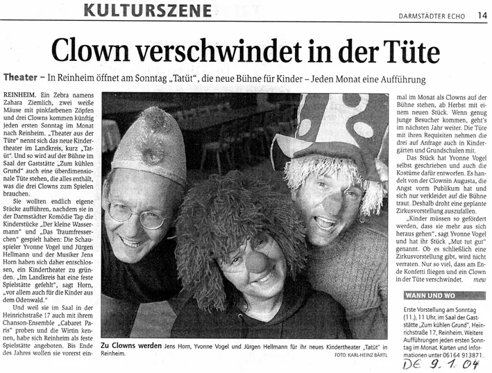 Zeitungsankündigung zur Gründung von TATÜT (Echo)