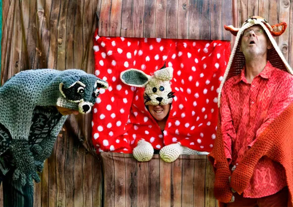 Waschbär, Hase und Fuchs im Wald