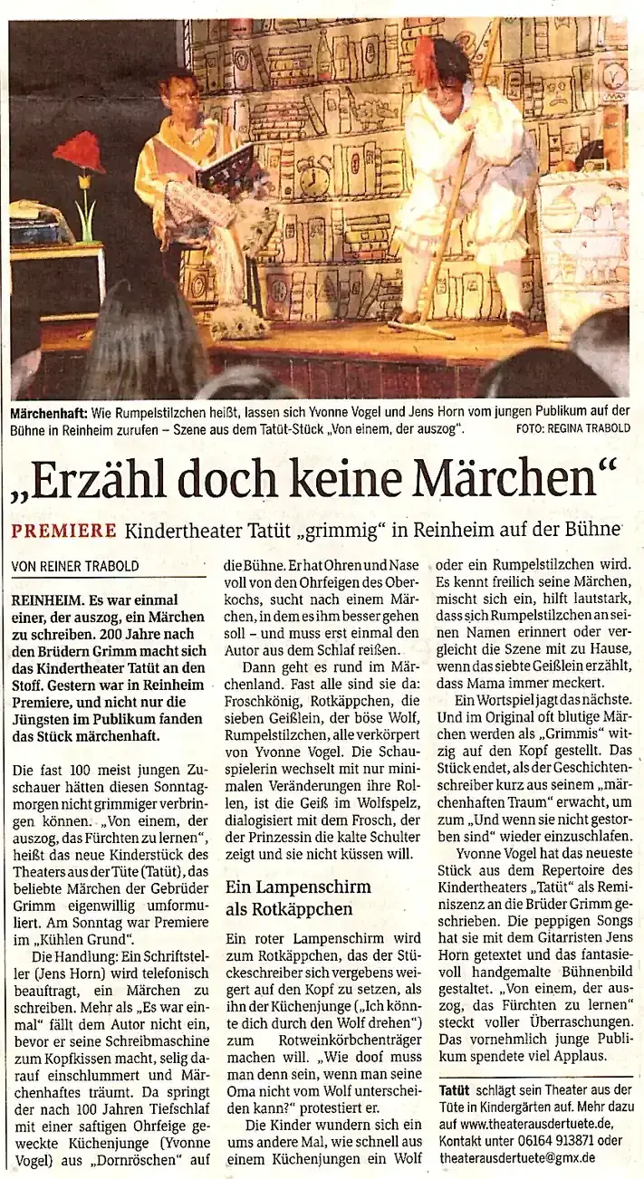 Zeitungskritik zu Von einem, der auszog