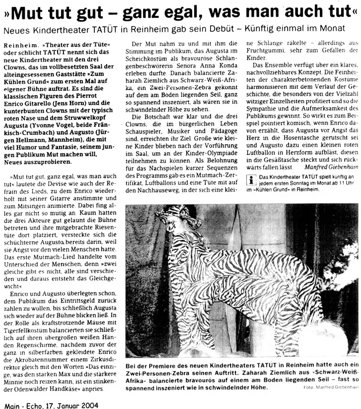 Zeitungskritik zu Mut tut gut (Main-Echo)